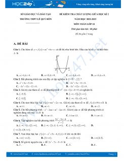 Đề thi giữa HK2 môn Toán 10 KNTT năm 2022-2023 Trường THPT Lê Quý Đôn có đáp án