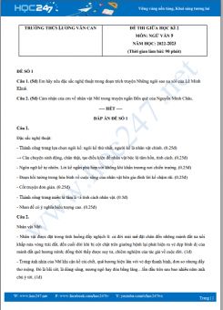 Bộ 5 đề thi giữa HK2 môn Ngữ văn 9 năm 2022-2023 có đáp án Trường THCS Lương Văn Can