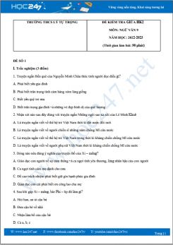 Bộ 5 đề thi giữa HK2 môn Ngữ văn 9 năm 2022-2023 có đáp án Trường THCS Lý Tự Trọng