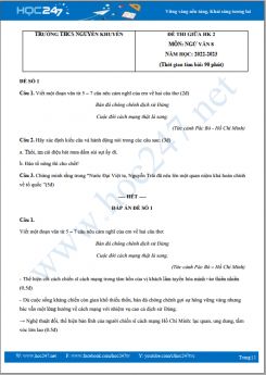 Bộ 5 đề thi giữa HK2 môn Ngữ văn 8 năm 2022-2023 có đáp án trường THCS Nguyễn Khuyến