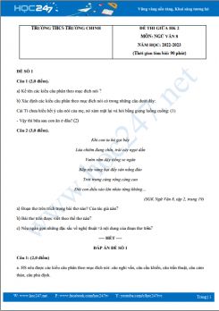 Bộ 5 đề thi giữa HK2 môn Ngữ văn 8 năm 2022-2023 có đáp án trường THCS Trường Chinh