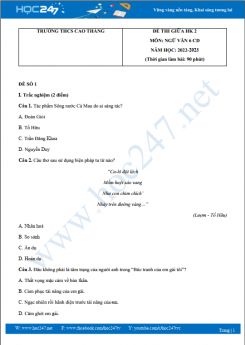 Bộ 5 đề thi giữa HK2 môn Ngữ văn 6 Cánh diều năm 2022-2023 có đáp án Trường THCS Cao Thắng