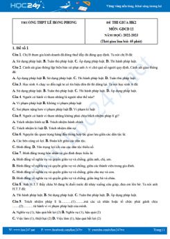 Bộ 5 đề thi giữa HK2 môn GDCD 12 năm 2022-2023 có đáp án Trường THPT Lê Hồng Phong