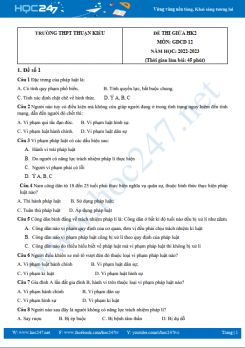Bộ 5 đề thi giữa HK2 môn GDCD 12 năm 2022-2023 có đáp án Trường THPT Thuận Kiều