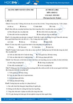 Bộ 5 đề thi giữa HK2 môn GDCD 12 năm 2022-2023 có đáp án Trường THPT Nguyễn Công Trứ