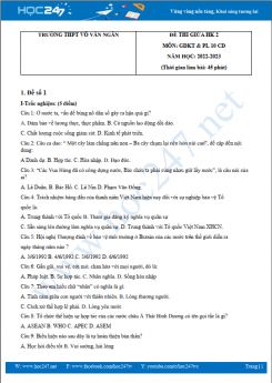 Bộ 5 đề thi giữa HK2 môn GDKT & PL 10 Cánh diều năm 2022-2023 Trường THPT Võ Văn Ngân