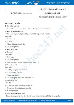 Đề cương ôn tập giữa HK2 môn KHTN 6 KNTT năm 2022 - 2023 có đáp án