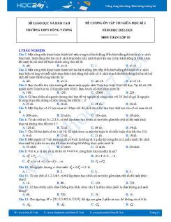 Đề cương ôn tập giữa HK2 môn Toán 10 CD năm 2022-2023
