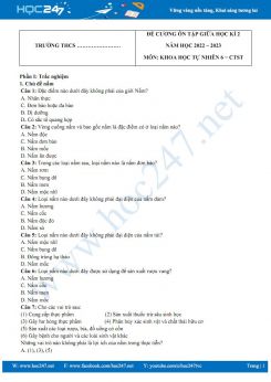 Đề cương ôn tập giữa HK2 môn KHTN 6 CTST năm 2022 - 2023