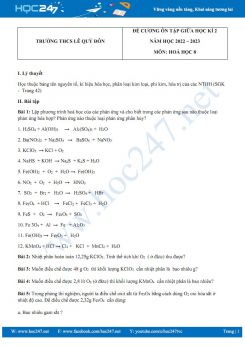 Đề cương ôn tập giữa HK2 môn Hoá 8 năm 2022 - 2023 trường THCS Lê Quý Đôn