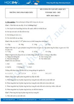 Đề cương ôn tập giữa HK2 môn Hoá 8 năm 2022 - 2023 trường THCS Phan Bội Châu​​