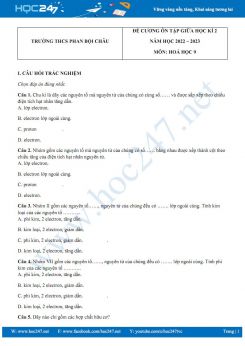 Đề cương ôn tập giữa HK2 môn Hoá 9 năm 2022 - 2023