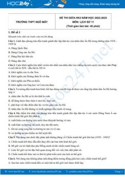 Bộ 5 đề thi giữa HK2 môn Lịch sử 11 năm 2022-2023 có đáp án Trường THPT Ngô Mây