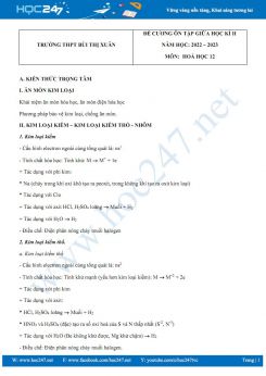 Đề cương ôn tập giữa HK2 môn Hoá 12 năm 2022-2023