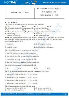Đề cương ôn tập giữaHK2 môn Hoá 10 CTST năm 2022-2023