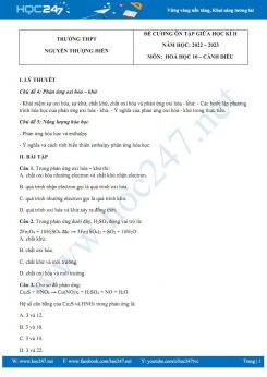 Đề cương ôn tập giữa HK2 môn Hoá 10 CD năm 2022-2023