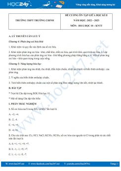 Đề cương ôn tập giữa HK2 môn Hoá 10 KNTT năm 2022-2023