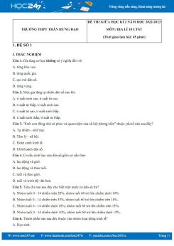 Bộ 2 đề thi giữa HK2 môn Địa lí 10 CTST năm 2022-2023 có đáp án Trường THPT Trần Hưng Đạo