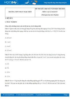 Bộ 2 đề thi giữa HK2 môn Vật lí 10 KNTT năm 2022-2023 có đáp án Trường THPT Phan Ngọc Hiển