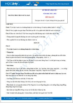 Bộ 5 đề thi giữa HK2 môn Địa lí 8 năm 2022-2023 có đáp án Trường THCS Trần Hưng Đạo