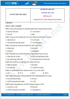 Bộ 5 đề thi giữa HK2 môn Địa lí 9 năm 2022-2023 có đáp án Trường THCS Trần Kiệt
