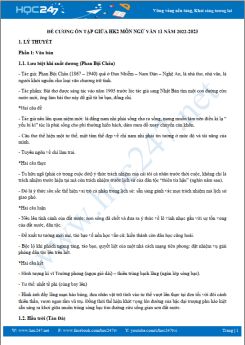 Đề cương ôn tập giữa HK2 môn Ngữ văn 11 năm 2022-2023