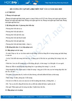 Đề cương ôn tập giữa HK2 môn Ngữ văn 12 năm 2022-2023