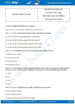 Đề thi HK2 môn KHTN 6 KNTT năm 2022 - 2023 trường THCS Lam Sơn có đáp án