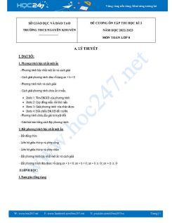 Đề cương ôn tập HK2 môn Toán 8 năm 2022-2023