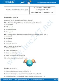 Đề cương ôn tập HK2 môn Khoa học tự nhiên 7 - Chân Trời Sáng Tạo năm 2022 - 2023