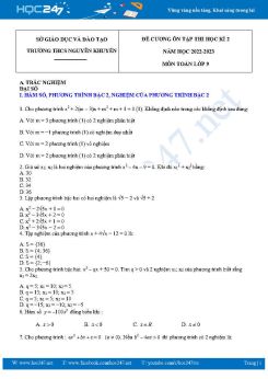 Đề cương ôn tập HK2 môn Toán 9 năm 2022-2023