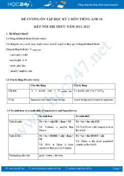 Đề cương ôn tập HK2 môn Tiếng Anh 10 KNTT năm 2022-2023