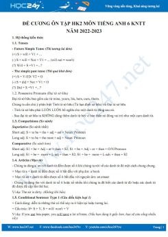 Đề cương ôn tập HK2 môn Tiếng Anh 6 KNTT năm 2022-2023