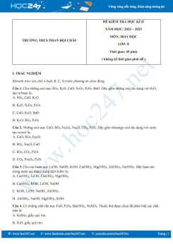Đề thi HK2 môn Hoá 8 năm 2022 - 2023 trường THCS Phan Bội Châu có đáp án