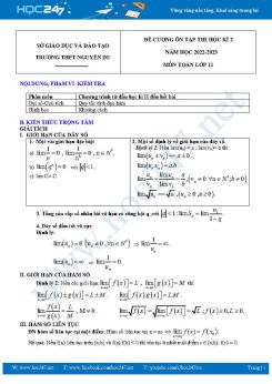 Đề cương ôn tập HK2 môn Toán 11 năm 2022-2023