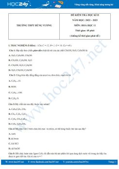 Đề thi HK2 môn Hoá 11 năm 2022 - 2023 trường THPT Hùng Vương có đáp án