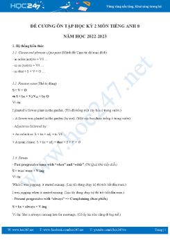 Đề cương ôn tập HK2 môn Tiếng Anh 8 năm 2022-2023