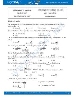 Đề thi HK2 môn Toán 11 năm 2022-2023 Trường THPT Nguyễn Thượng Hiền có đáp án