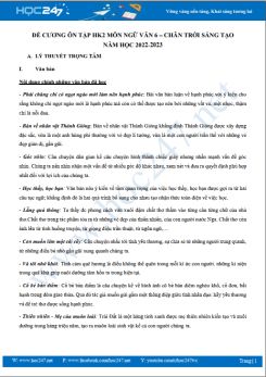 Đề cương ôn tập HK2 môn Ngữ văn 6 Chân trời sáng tạo năm 2022-2023