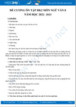 Đề cương ôn tập HK2 môn Ngữ văn 8 năm 2022-2023