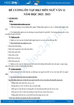 Đề cương ôn tập HK2 môn Ngữ văn 11 năm 2022-2023