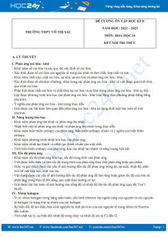 Đề cương ôn tập HK2 môn Hoá 10 năm 2022 - 2023