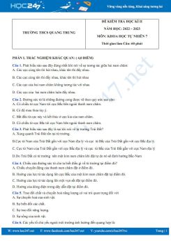 Đề thi HK2 môn KHTN 7 KNTT năm 2022 - 2023 trường THCS Quang Trung có đáp án