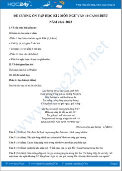 Đề cương ôn tập HK2 môn Ngữ văn 10 Cánh diều năm 2022-2023