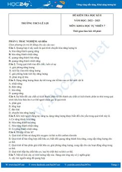 Đề thi HK2 môn KHTN 7 CTST năm 2022 - 2023 trường THCS Lê Lợi có đáp án