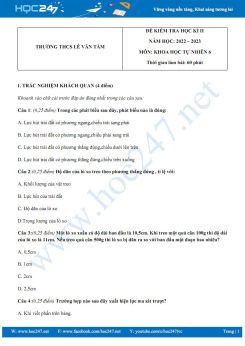 Đề thi HK2 môn KHTN 6 CD năm 2022 - 2023 trường THCS Lê Văn Tám có đáp án
