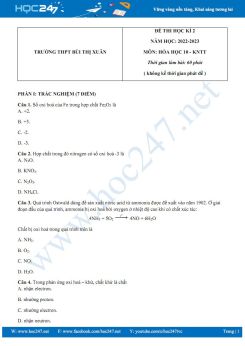 Đề thi HK2 môn Hoá 10 KNTT năm 2022 - 2023 trường THPT Bùi Thị Xuân có đáp án