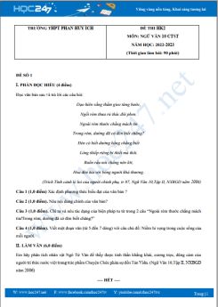 Bộ 5 đề thi HK2 môn Ngữ văn 10 CTST năm 2022-2023 trường THPT Phan Huy Ích