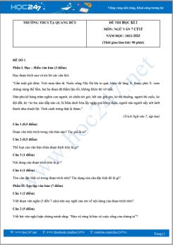 Bộ 5 đề thi HK2 môn Ngữ văn 7 CTST năm 2022-2023 trường THCS Tạ Quang Bửu