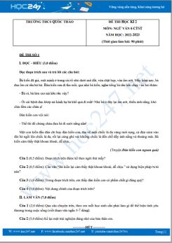 Bộ 3 đề thi HK2 môn Ngữ văn 6 CTST năm 2022-2023 trường THCS Trần Quốc Thảo